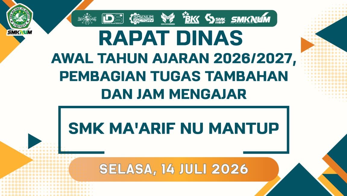 Gambar Berita: Songsong Tahun Ajaran Baru, SMK Ma'arif NU Mantup Gelar Rapat Pembagian Jam dan Sosialisasi Digitalisasi Sekolah